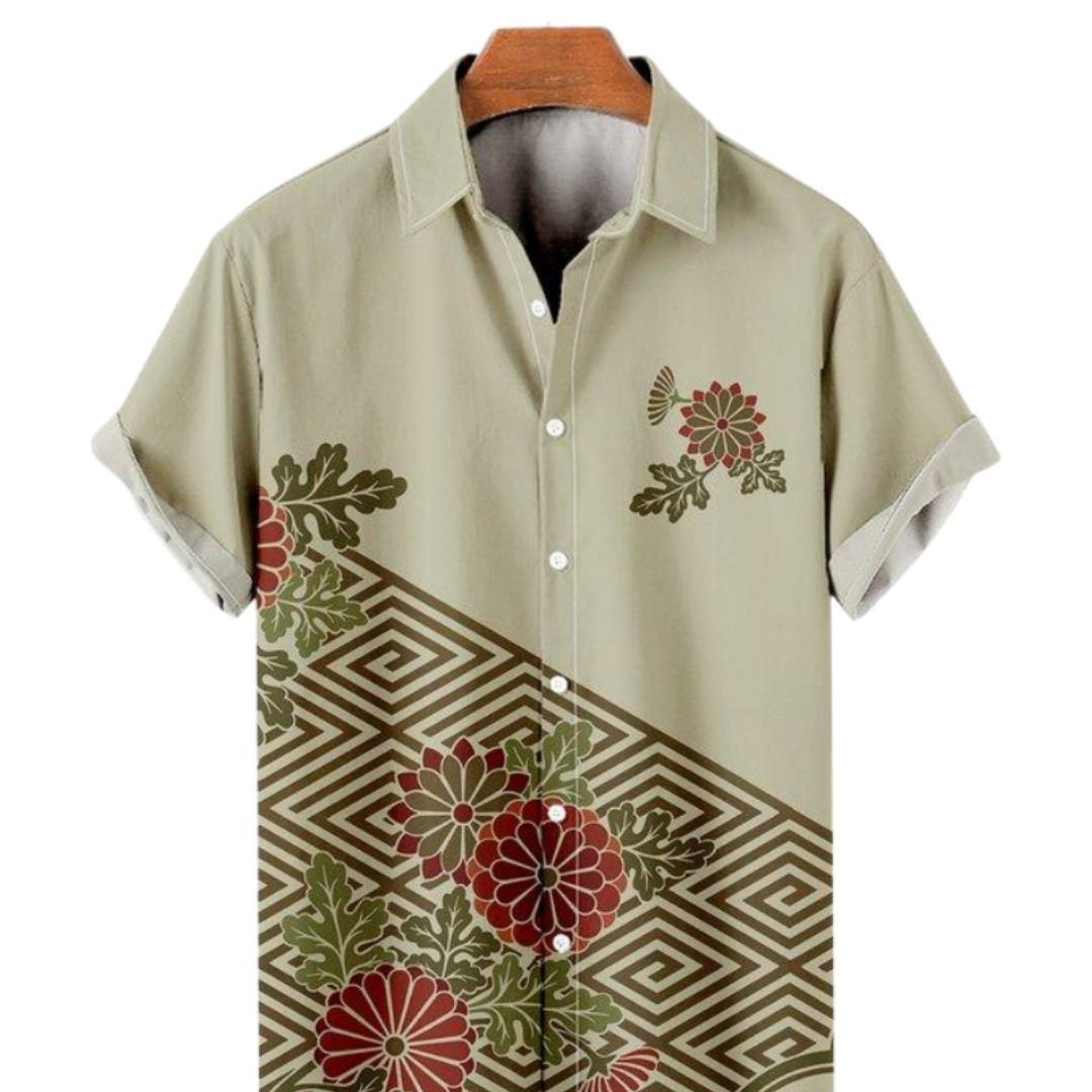 남성용 하와이안 플라워 셔츠, Y2k 오버사이즈 상의, 빈티지 하라주쿠 중세 스트리트웨어, 해변 야외 시크 의류 2023, 여름